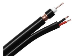 Coaxial RG58 Cable Black 50m with Power Cable