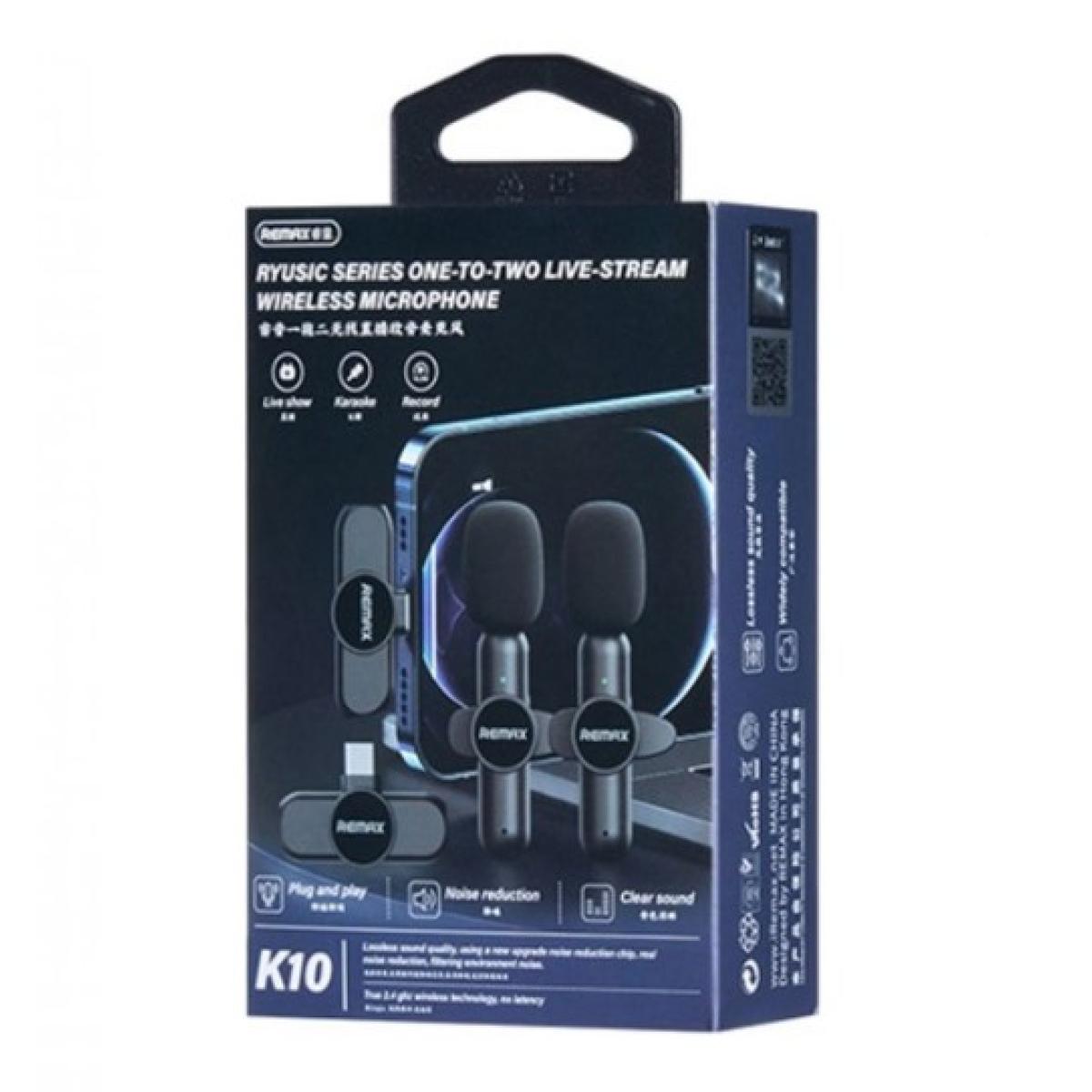 Remax K10 Ryusic Series One-to-Two Live Stream Wireless Microphone -Type-C - الصورة 2