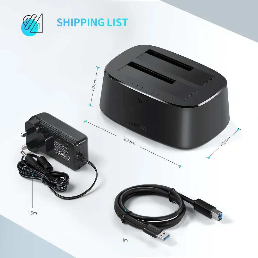 UGREEN 50857 USB 3.0 2.5 and 3.5 inch SATA HDD Dual Dock Station - الصورة 3