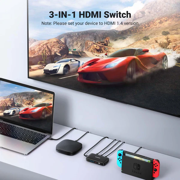UGREEN 80125 3-IN-1 OUT HDMI Switch - 4K 3D HD, Remote Control - الصورة 2
