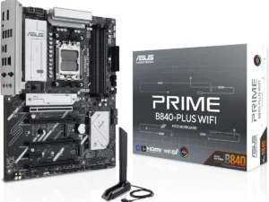 ASUS PRIME B840-Plus Wi-Fi 6E AM5 ATX AMD B840 Chipset, 4x DIMM DDR5 Slots, Up to 192GB Max Memory, 1 x PCIe 4.0 x16 SafeSlot Core+, 3 x M.2 Slots, WiFi & BT Connectivity