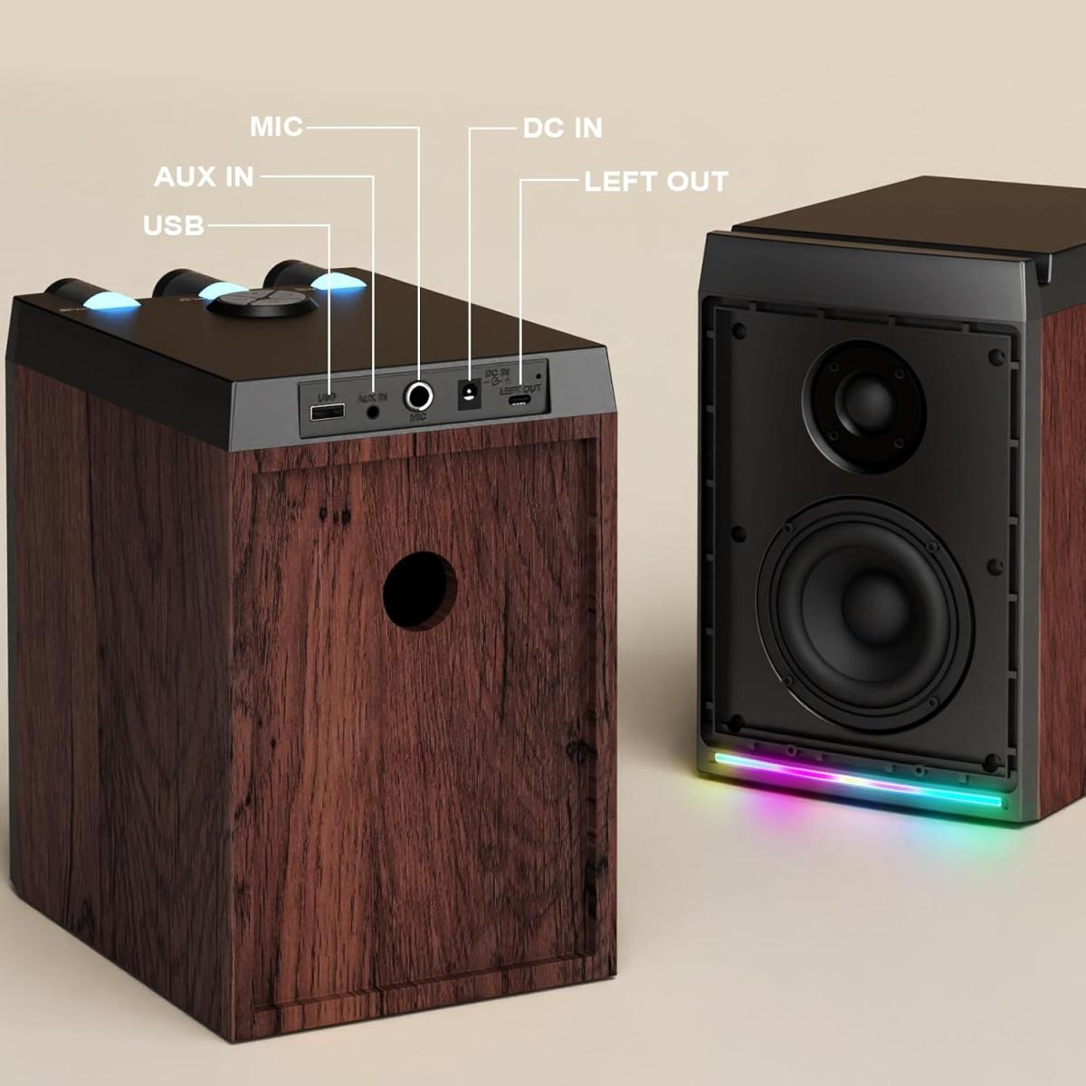 HPYLIFAll.H in One SL-70 Wireless RGB Bookshelf Speakers with Remote 50W - الصورة 2