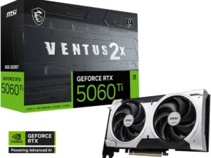 MSI GeForce RTX 5060 Ti VENTUS 2X PLUS 8GB GDDR7 128-Bit Memory, 2572 MHz Boost Clock, 28 Gbps Memory Speed, 4608 CUDA Cores, PCI Express Gen 5 x16