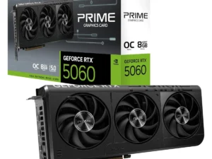 ASUS PRIME GeForce RTX 5060 OC Edition 8GB GDDR7 128-Bit Memory, 2565 MHz Boost Clock, 28 Gbps Memory Speed, 3840 CUDA Cores, PCI Express 5.0