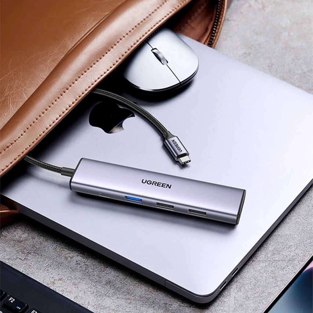 UGREEN USB-C to 1*USB 3.0 Up To 5Gpbs + 2*USB 2.0 Up To 480Mbps + HDMI Port With PD 100Watt Adapter (Aluminium Case) CM478 (15495) - الصورة 10