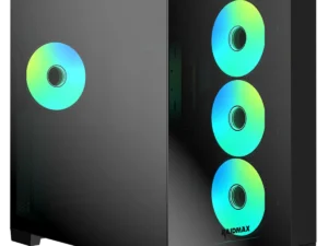 Raidmax Infinita Series i610CBF Chrome Dual Chamber ATX 2 Side Tempered Glass Support Back Conect Design 4x 120mm ARGB Fan Preinstalled Supports Up to 400mm GPU & USB C - Black