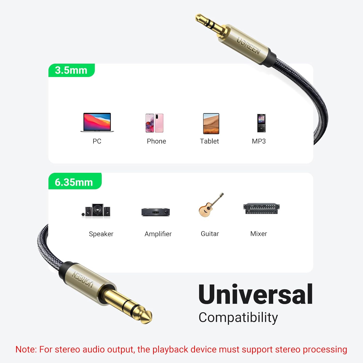 3.5mm Male To 6.35mm Male Cable 5M AV127 (10630) - الصورة 4