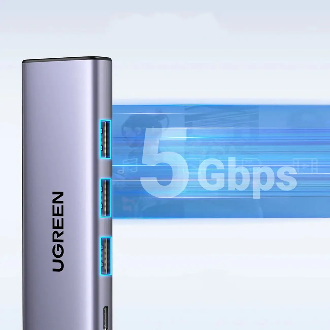 UGREEN USB-C TO 3*USB 3.0 A Female, 1*HDMI 4K + 1*USB-C PD Multifunction Adapter CM511 (15597) - الصورة 4