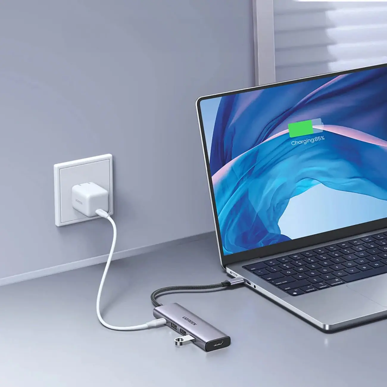 UGREEN USB-C TO 3*USB 3.0 A Female, 1*HDMI 4K + 1*USB-C PD Multifunction Adapter CM511 (15597) - الصورة 7
