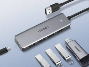 UGREEN 4-Port USB 3.0 Hub 15CM with USB-C Power Supply (ABS case+Metallic paint) CM219 (50985)