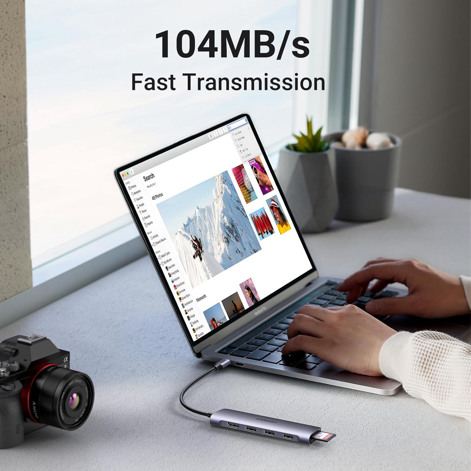 UGREEN USB-C to 3 Ports USB3.0-A Hub + HDMI + TF/SD With PD (Space Gray) CM195 (70410) - الصورة 6