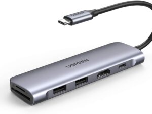 UGREEN USB-C to 2 Ports USB3.0-A Hub + HDMI + TF/SD with PD Power Supply (Space Gray) CM195 (70411)