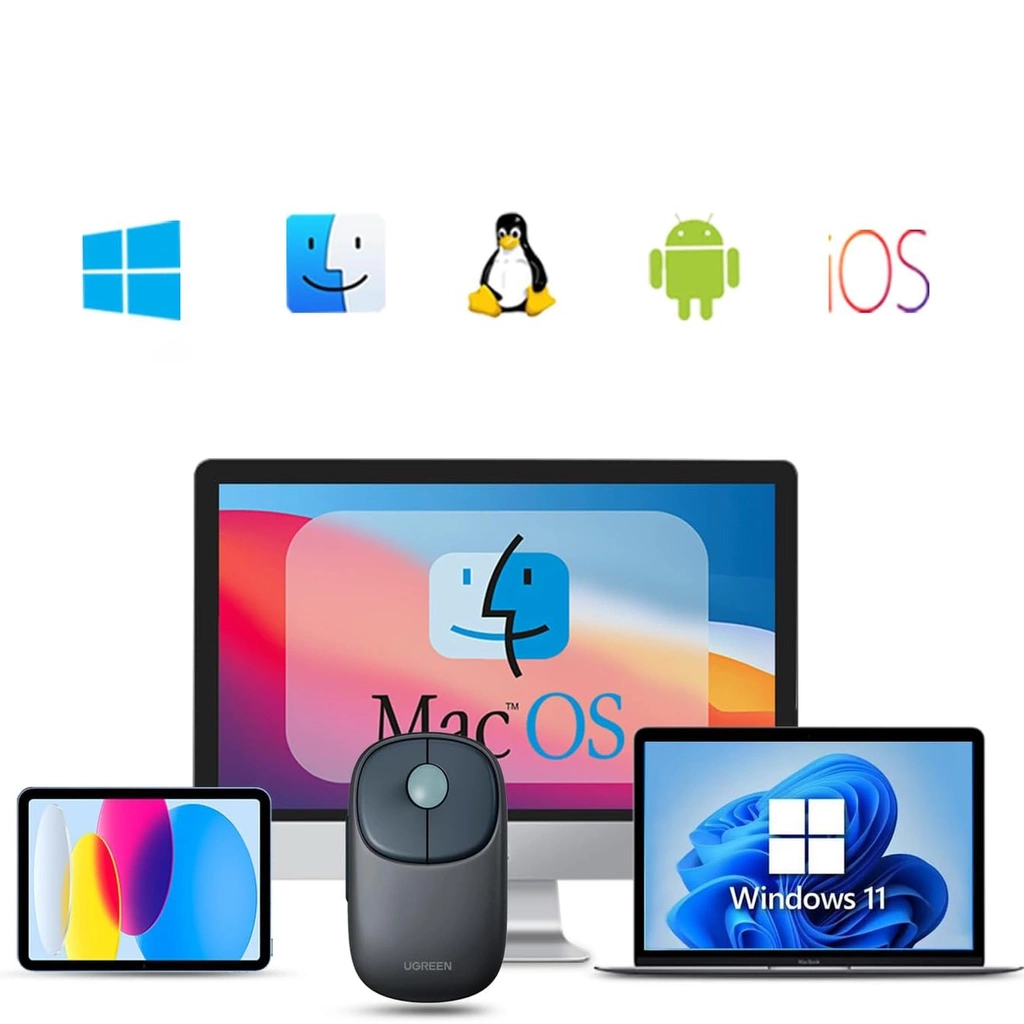 FUN+ Wireless Mouse 2.4 & BLT Black simultaneously connect 3 devices (one 2.4G, two BT) MU102 (90538) - الصورة 5