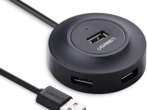 UGREEN USB 2.0 Hub 4 Ports With Micro USB Power Port 1m (Black) CR106 (20277)