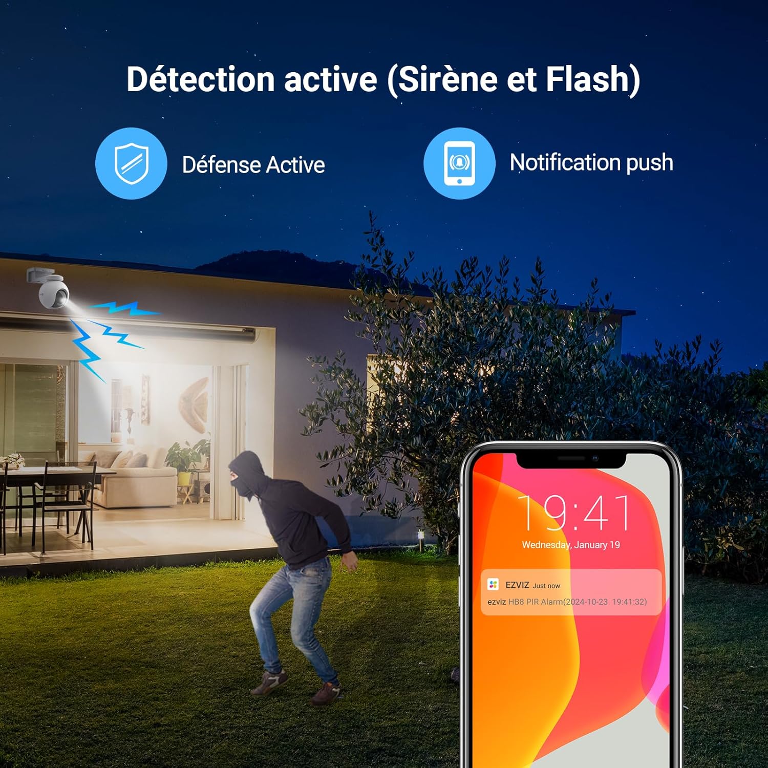 EZVIZ CS-HB8 4MP Security Camera, 2K+ Outdoor WiFi Camera with Battery, Two Way Talk, Color Night Vision, Waterproof, Auto Tracking, Smart Human Motion Detection, 360° View, Work with Solar Panel & Alexa - الصورة 6