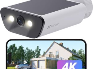 EZVIZ CB5 4K Wireless Wireless WiFi Surveillance Camera with Battery, Solar Outdoor Camera, Color Night Vision, Human/Vehicle Shape Detection, Active Defense, IP65 Waterproof, Alexa