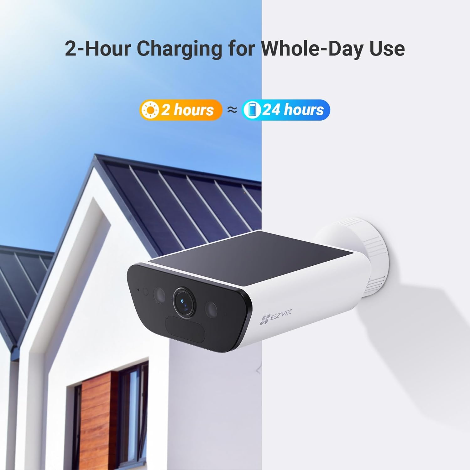 EZVIZ CB5 4K Wireless Wireless WiFi Surveillance Camera with Battery, Solar Outdoor Camera, Color Night Vision, Human/Vehicle Shape Detection, Active Defense, IP65 Waterproof, Alexa - الصورة 3