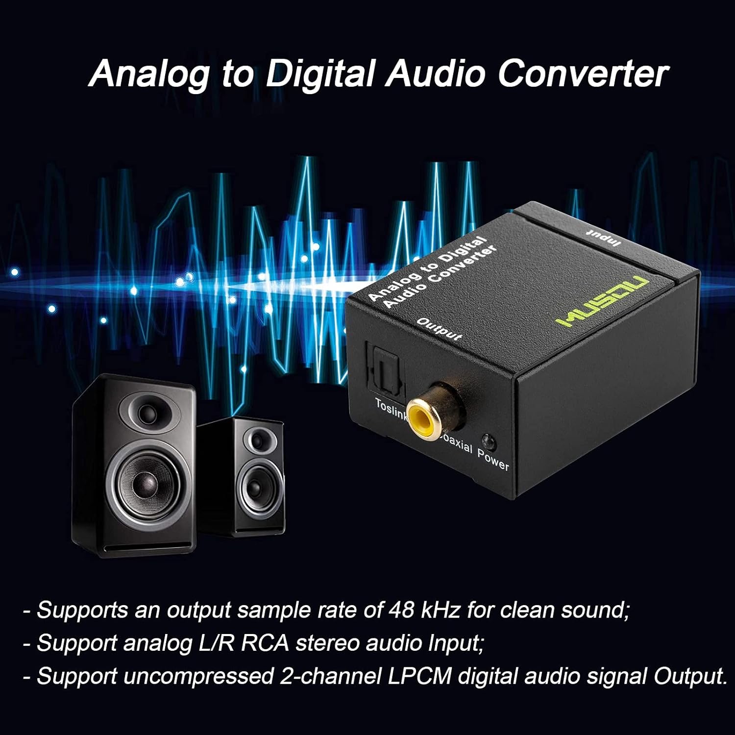 RCA Analog to Digital Optical Toslink Coaxial Audio Converter - الصورة 3
