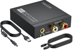 Digital to Analog Audio Converter, DAC Optical to Analog L/R RCA 3.5mm Converter