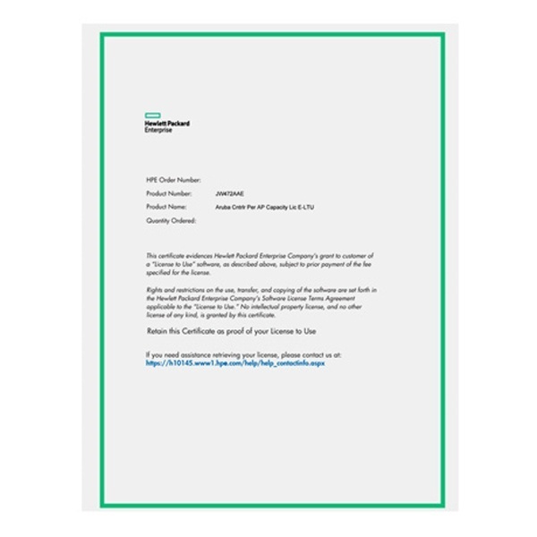 JW473AAE, Aruba License, Policy Enforcement Firewall per AP/Controller License/E-LTU