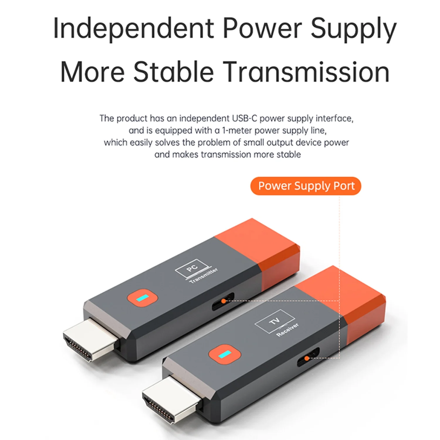 Wireless HDMI Transmitter and Receiver, Portable 1080P@60Hz HD HDMI Wireless Extender, Plug and Play, Support 50M/165FT, 2.4/5.8GHz for PC/Laptop/Camera/HDTV/Projector/TV Box.