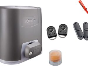 Somfy Elixo 500 230V RTS Sliding Gate Drive with Nylon 4 Rack 1 m for Yard Gate Drives, Black, 3 x 33 cm