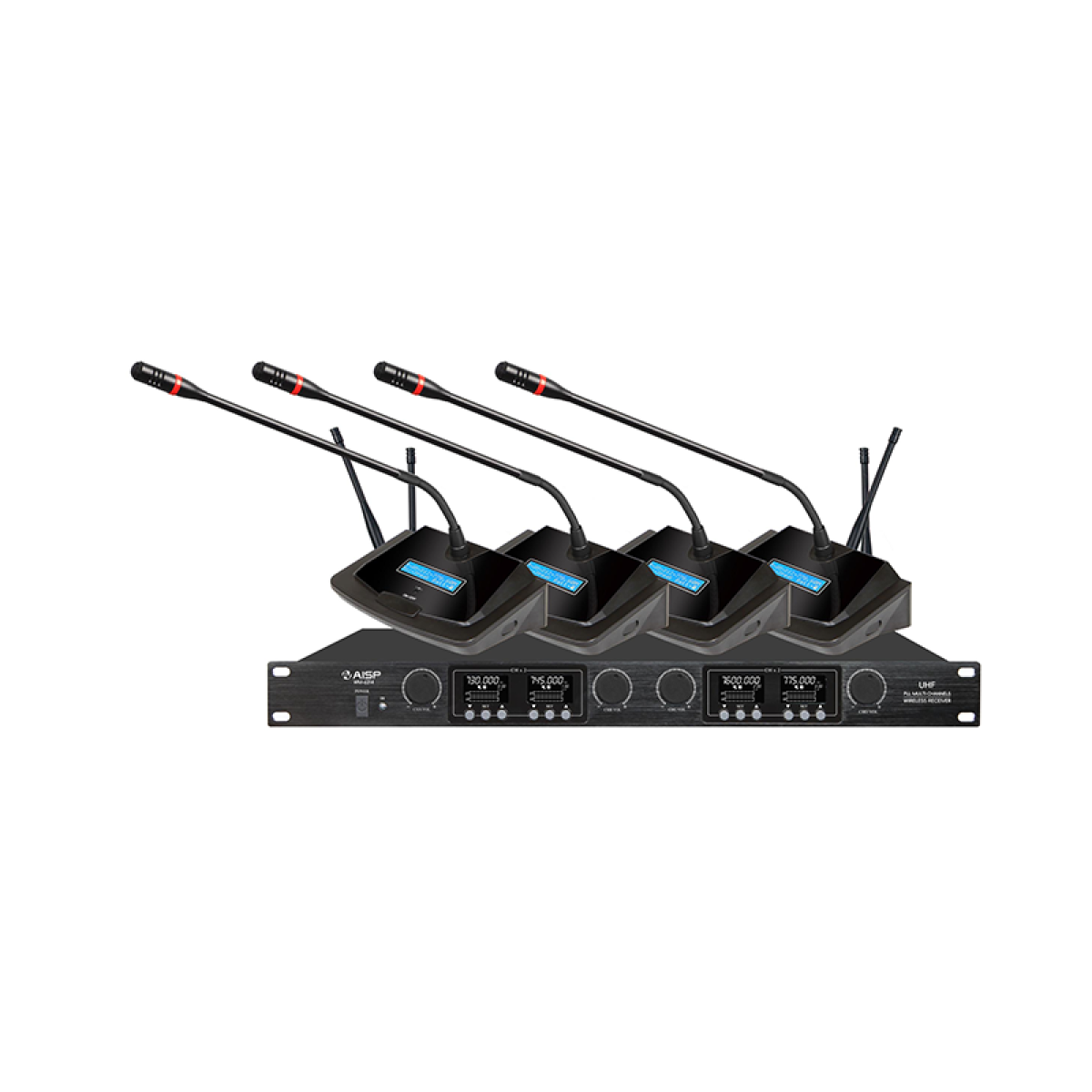 AISP WM-6214 4 Channel UHF Wireless Conference Microphone